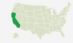 US map with California highlighted