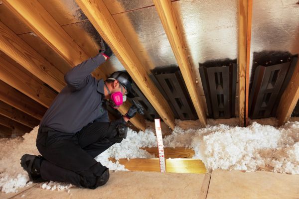 Colleague installing cellulose