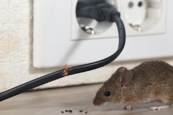 Mouse near chewed wire